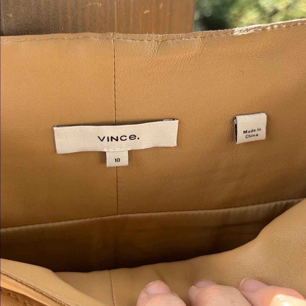 Vince Camel Tie-Belt Midi Skirt in leather - Picture 2 of 5